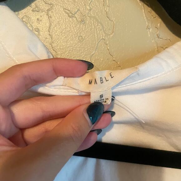 Mable White Long Sleeve Collared Ruched Mini Dress -‎ Size S - Picture 5 of 9